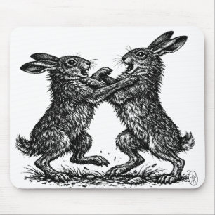 Boxing Hares – Haunted Ink Woodland Duel Mouse Pad