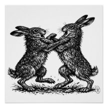 Boxing Hares – Haunted Ink Woodland Duel