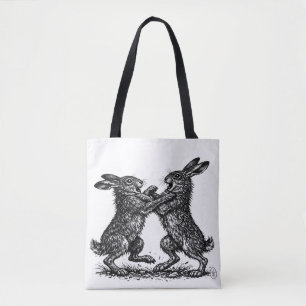 Boxing Hares – Haunted Ink Woodland Duel Tote Bag