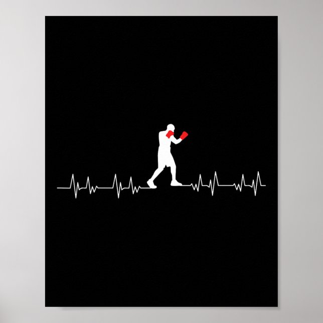 Boxing Heartbeat Art Boxing Gloves Gym Boxer Boys  Poster (Front)