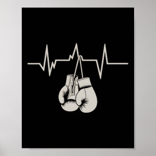 Boxing Heartbeat Boxing Gloves Workout Gym Exercis Poster