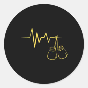 Boxing Heartbeat Design Cute Boxing Lover Boxer Classic Round Sticker