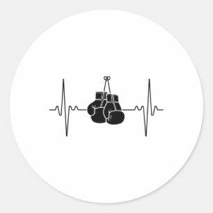 Boxing Heartbeat Line Punch Design Classic Round Sticker