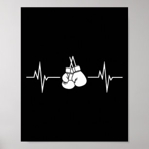 Boxing Heartbeat Line With Hanging Gloves Poster
