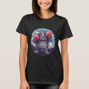 Boxing Hippo With Boxing Gloves Kickboxing Funny B T-Shirt