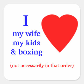 Boxing I Heart My Wife Square Sticker