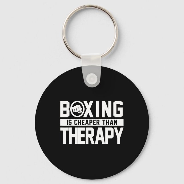 Boxing Is Cheaper Than Therapy Kickboxing Quote Fi Key Ring (Front)