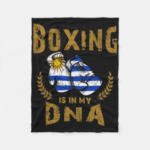 Boxing Is In My D-n-a Uruguay Flag Boxing Gloves Fleece Blanket