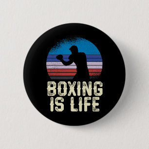 Boxing Is Life Vintage Sunset Silhouette 6 Cm Round Badge