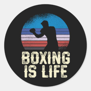 Boxing Is Life Vintage Sunset Silhouette Classic Round Sticker