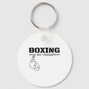 Boxing Is My Therapy Funny Boxer Fighter Fitness W Key Ring