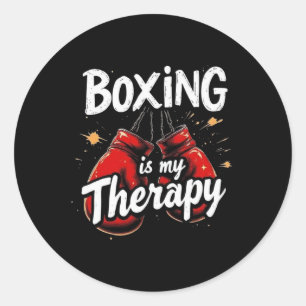 Boxing Is My Therapy Funny Gym Fighter Gloves Desi Classic Round Sticker