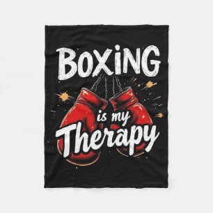 Boxing Is My Therapy Funny Gym Fighter Gloves Desi Fleece Blanket