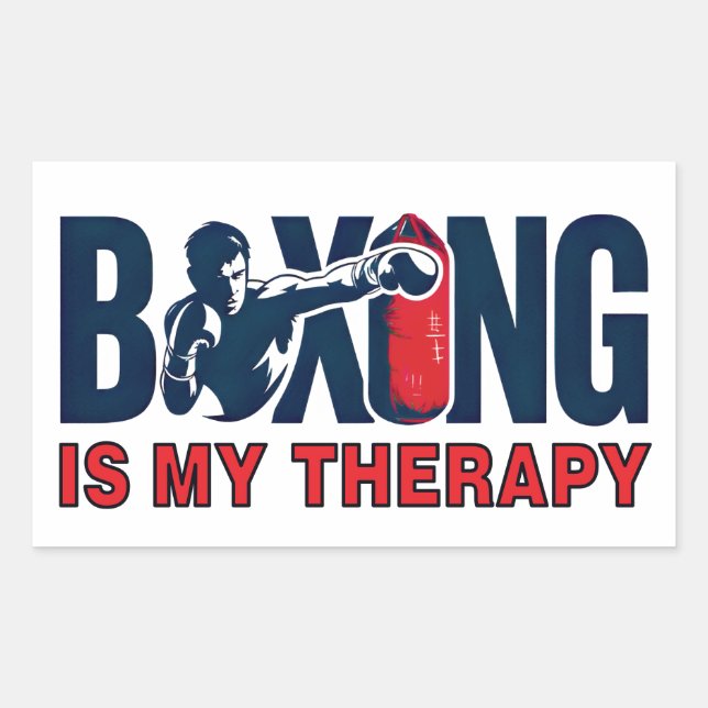Boxing is my therapy rectangular sticker (Front)