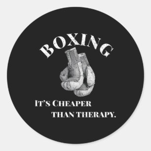 Boxing It's Cheaper Therapy Classic Round Sticker