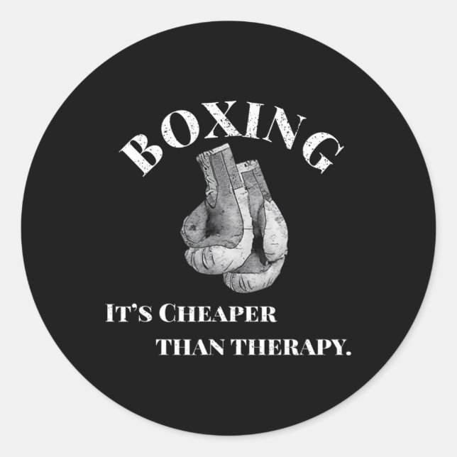 Boxing It's Cheaper Therapy  Classic Round Sticker (Front)