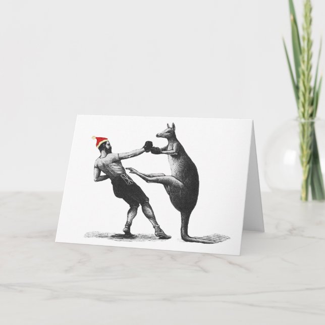 boxing kangaroo christmas holiday card (Front)