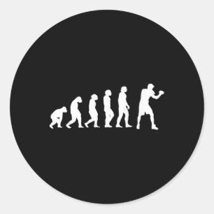 Boxing Kickboxing Evolution Boxing Fight Boxer  Classic Round Sticker