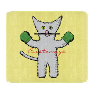 Boxing Kitten with Mittens Thunder_Cove Cutting Board