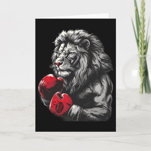 Boxing Lion Portrait Motif Wildlife Kickboxing Lov Card
