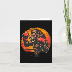 Boxing Lion Portrait Motif Wildlife Kickboxing Lov Card