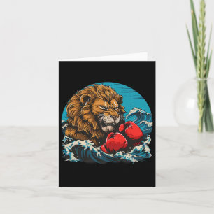 Boxing Lion Portrait Motif Wildlife Kickboxing Lov Card