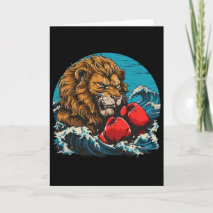 Boxing Lion Portrait Motif Wildlife Kickboxing Lov Card