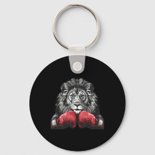 Boxing Lion Portrait Motif Wildlife Kickboxing Lov Key Ring