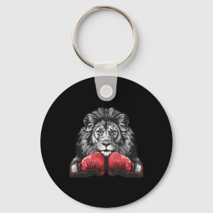 Boxing Lion Portrait Motif Wildlife Kickboxing Lov Key Ring
