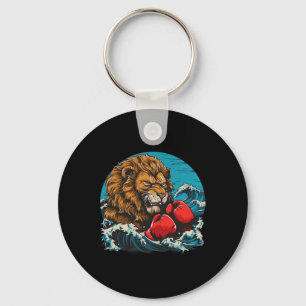 Boxing Lion Portrait Motif Wildlife Kickboxing Lov Key Ring