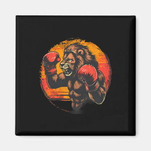 Boxing Lion Portrait Motif Wildlife Kickboxing Lov Magnet