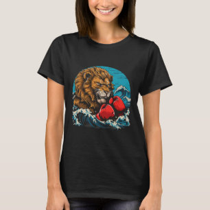 Boxing Lion Portrait Motif Wildlife Kickboxing Lov T-Shirt