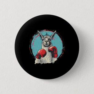 Boxing Llama With Boxing Gloves Kickboxing Funny B 6 Cm Round Badge