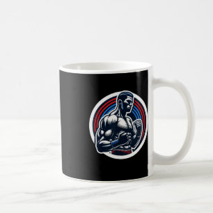 Boxing Logo Strong Boxer Black Red And Blue Silhou Coffee Mug