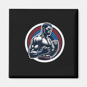 Boxing Logo Strong Boxer Black Red And Blue Silhou Magnet