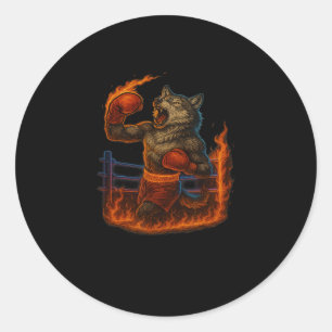 Boxing Lover Wolf Mma Fighter Werewolf Beast Gym  Classic Round Sticker