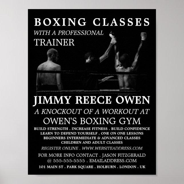 Boxing Match Champion, Boxing Class Advert Poster (Front)