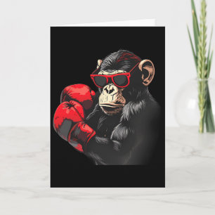 Boxing Monkey Lover Boxing Gloves Kickboxing Funny Card
