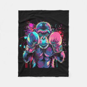 Boxing Monkey Lover Boxing Gloves Kickboxing Funny Fleece Blanket
