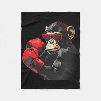 Boxing Monkey Lover Boxing Gloves Kickboxing Funny Fleece Blanket