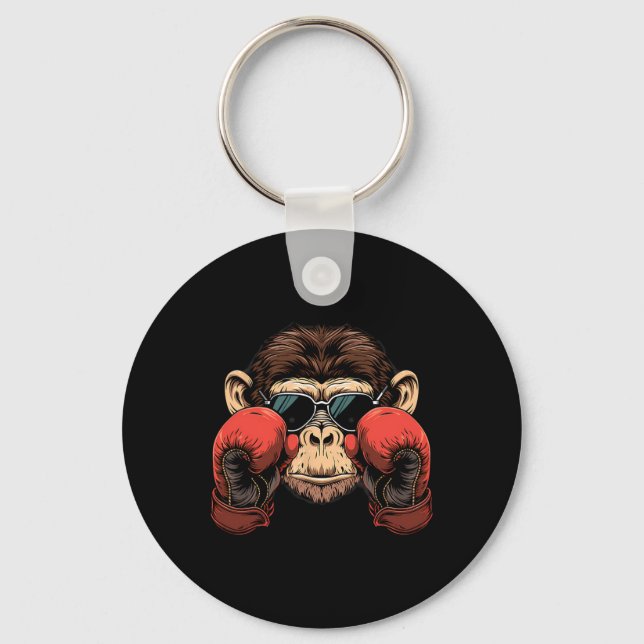 Boxing Monkey Lover Boxing Gloves Kickboxing Funny Key Ring (Front)