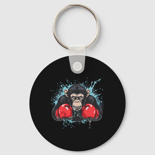 Boxing Monkey Lover Boxing Gloves Kickboxing Funny Key Ring (Front)