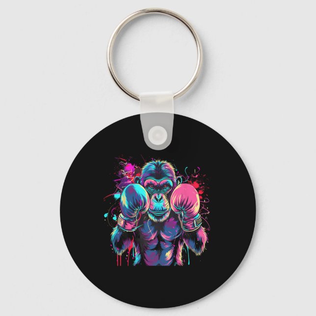 Boxing Monkey Lover Boxing Gloves Kickboxing Funny Key Ring (Front)
