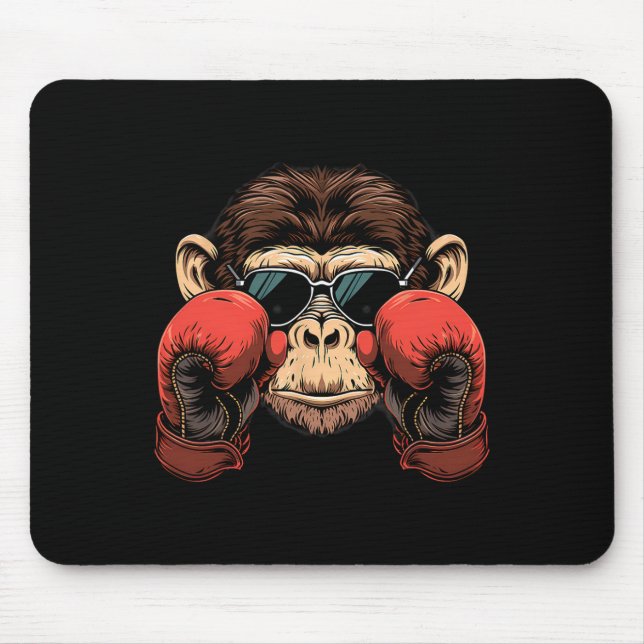 Boxing Monkey Lover Boxing Gloves Kickboxing Funny Mouse Pad (Front)
