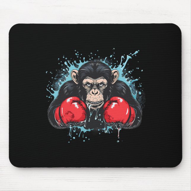 Boxing Monkey Lover Boxing Gloves Kickboxing Funny Mouse Pad (Front)