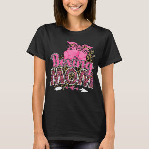 Boxing Mum Mama Mother's Day Leopard Sport Mum Mam T-Shirt