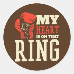 Boxing Mum My Heart Is On That Ring  Classic Round Sticker
