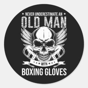 Boxing Never Underestimate An Old Man With Boxing Classic Round Sticker
