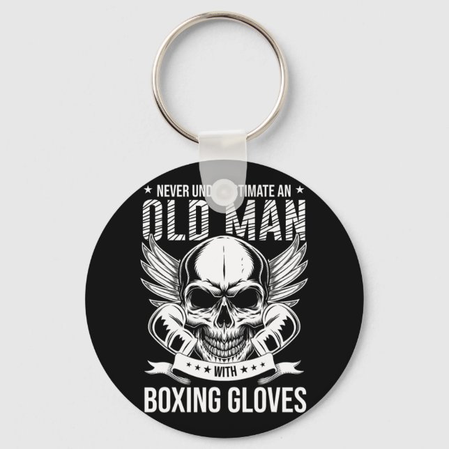 Boxing Never Underestimate An Old Man With Boxing  Key Ring (Front)