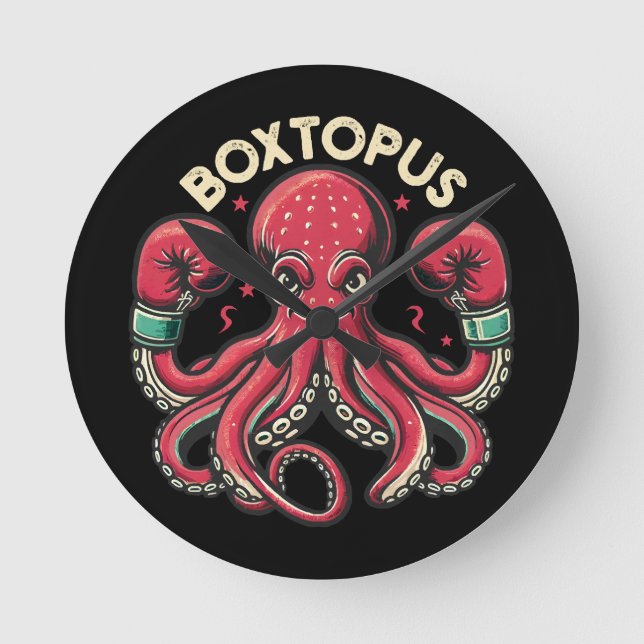 Boxing Octopus - Boxtopus Round Clock (Front)